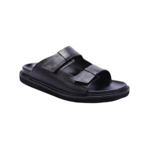 Rovex Black Comfy Leather Casual Slippers Sleek & Stylish